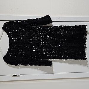 Elegant Italian Crochet Wide Neck Stretch Dress NWOT (Size M)